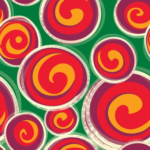 Abstract pattern with round shape forms in retro style. Seamless vector
