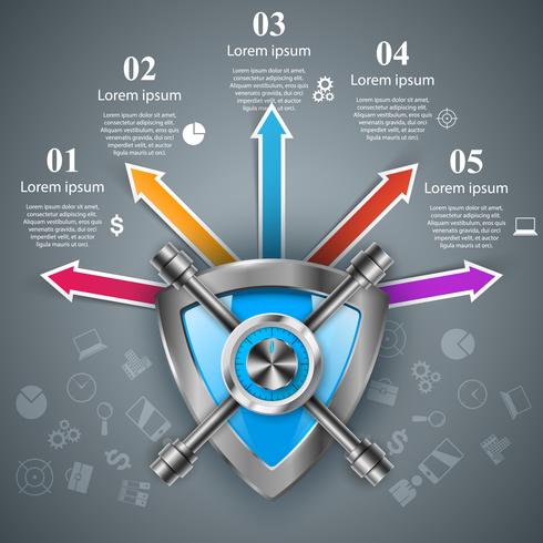 Guard, safe, security, deposit infographic. vector