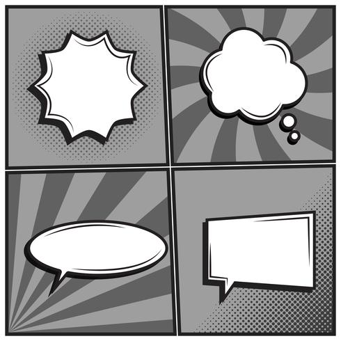 Vector set of empty template comic text speech bubbles