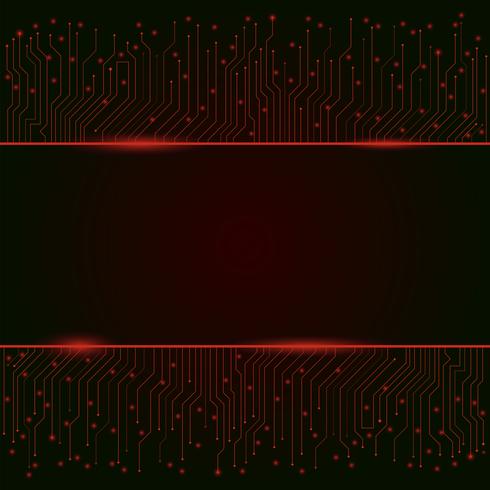 Circuit board, red abstract lights background ,banner, border vector