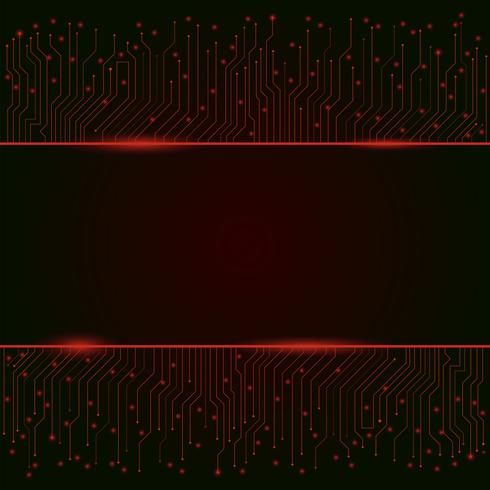 Circuit board, red abstract lights background ,banner, border vector