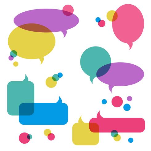 Color transparent speech bubbles, icons set vector