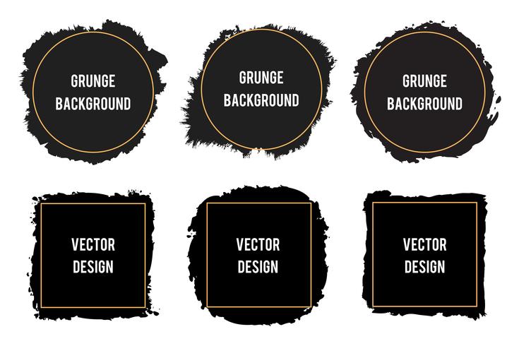 Black ink brush stain frames,brush strokes, banners, borders vector