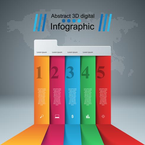Ejemplo del vector del estilo de la papiroflexia de Infographics del negocio.