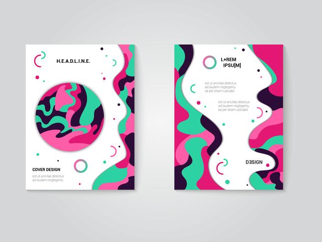 Modern brochure covers set, futuristic design with trendy colors vector