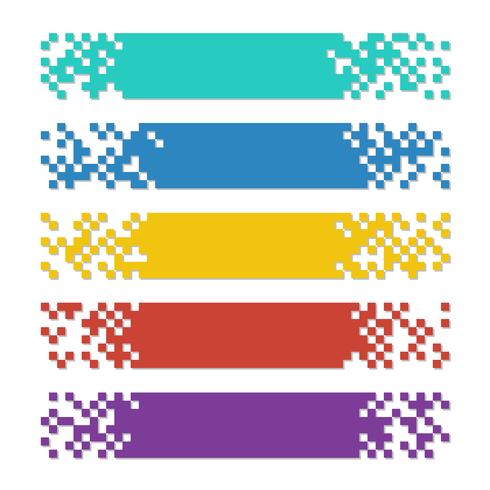 Set of color abstract pixel web banners with shadows for headers vector