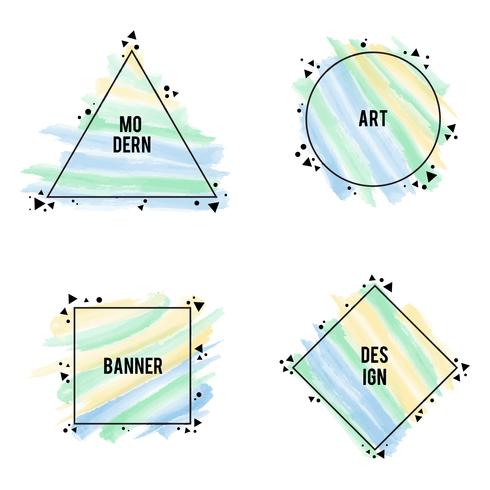 Marcos de diferentes formas con estilo con pinceladas de colores pastel, conjunto de vectores