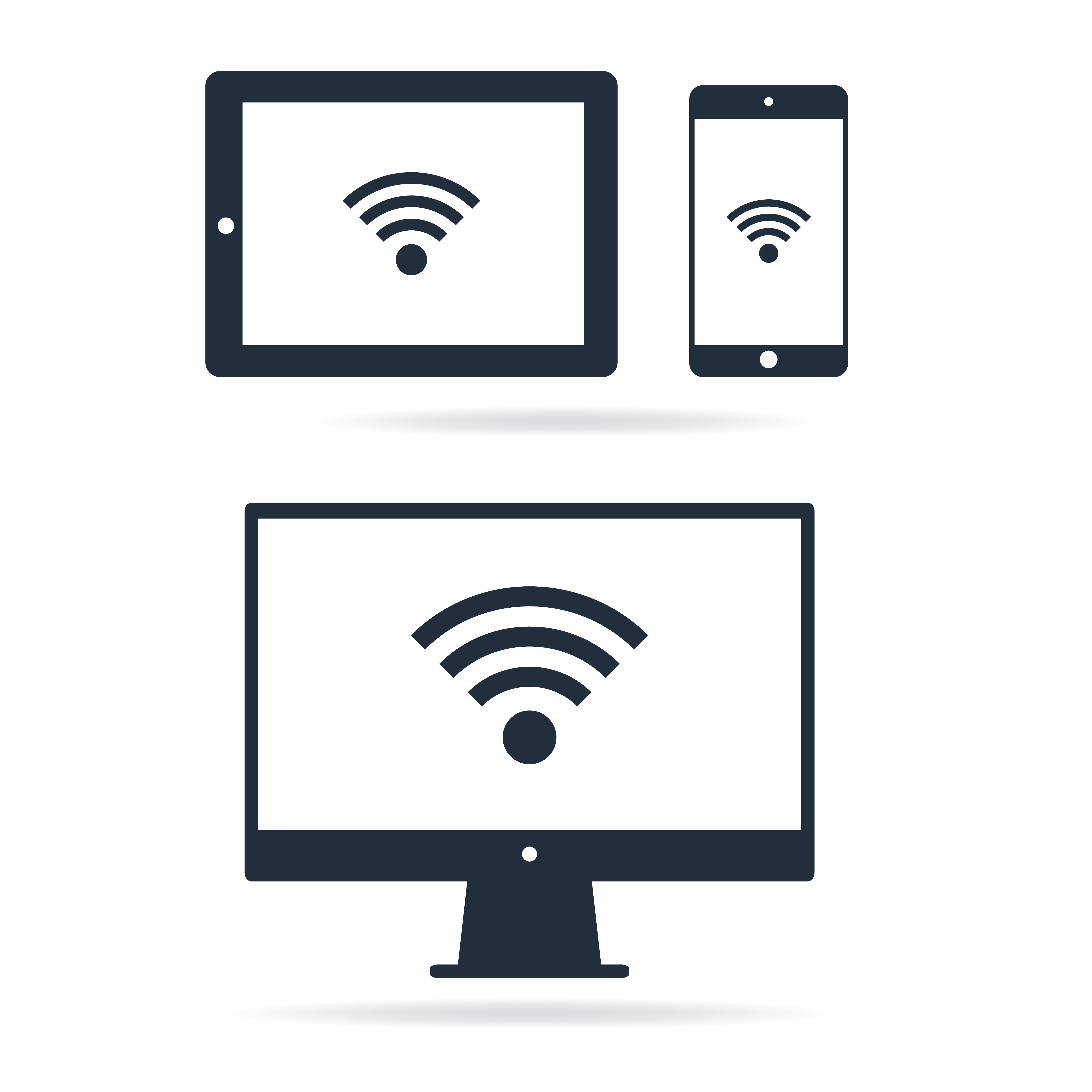 Set of digital devices with wifi internet connection symbol 625699