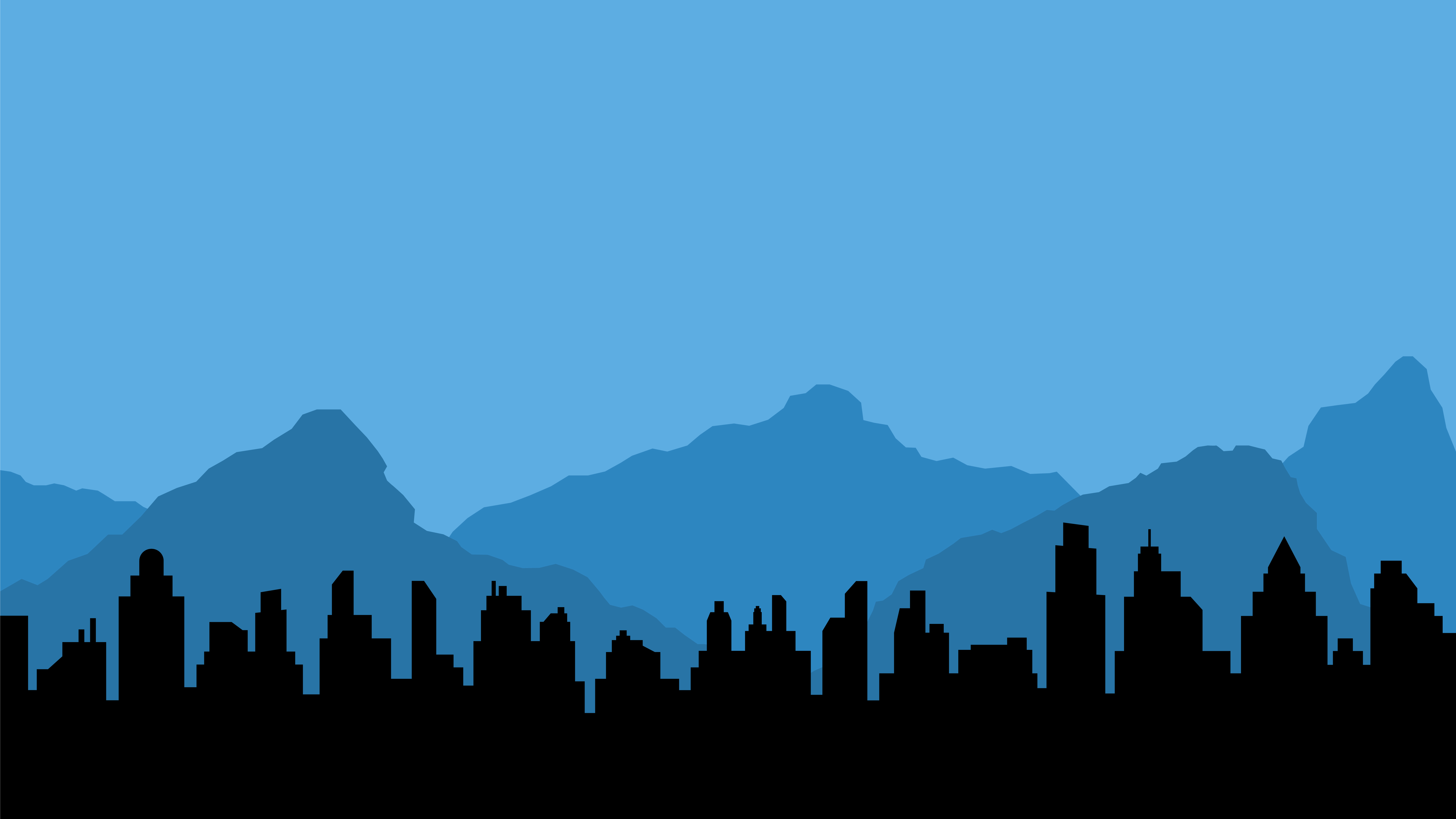 Blue mountains and black silhouette of city 625715 Vector Art at Vecteezy