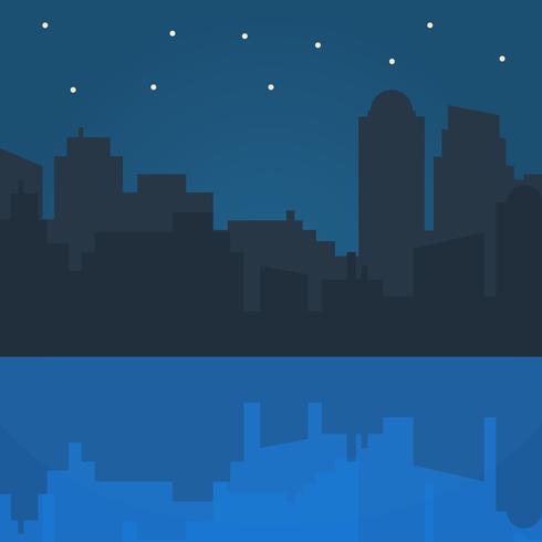 Night city vector illustration in flat style design