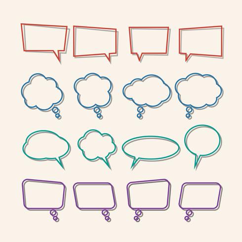Speech bubble linear with shadows icons set vector