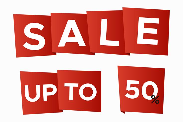 Red origami sale discount banner template vector