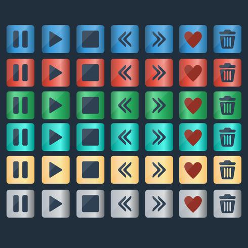 Vector set of glossy buttons icons for web design