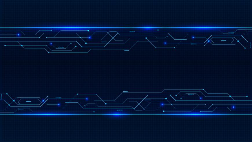Banner from blue glowing neon circuit board lines vector