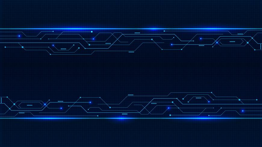 Banner from blue glowing neon circuit board lines vector