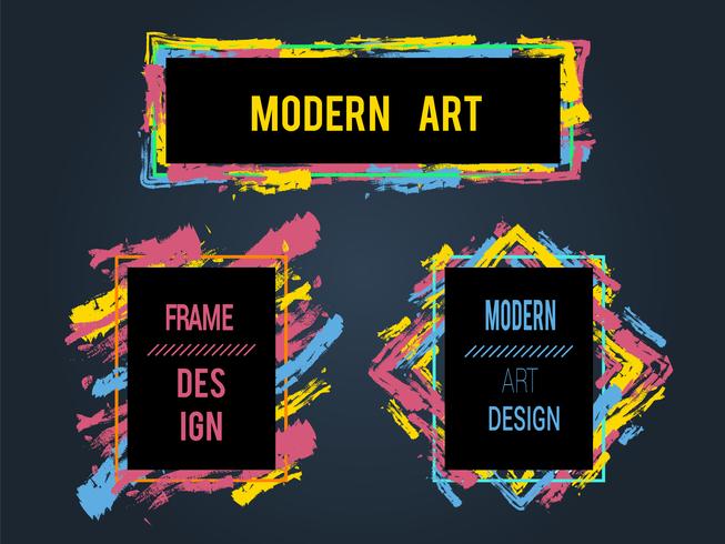 Vector set of frames and banners for text, modern art graphics, hipster style