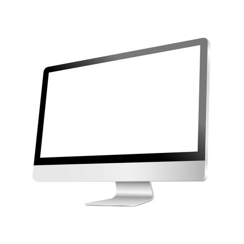 Monitor realista de la computadora moderna aislado sobre fondo blanco vector