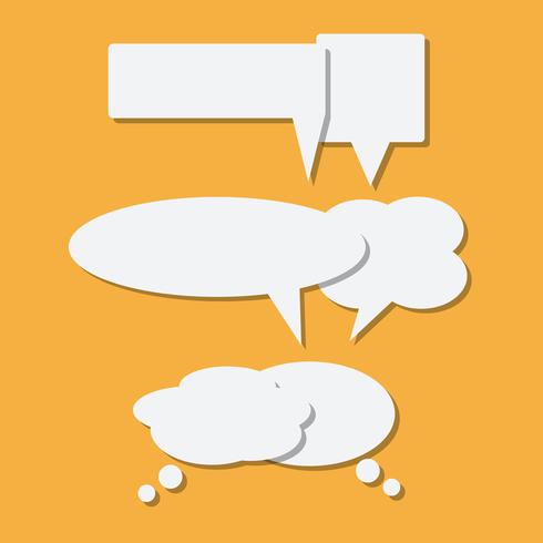Vector set of paper white speech bubble icons with shadow