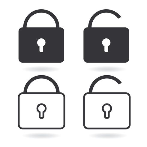 Vector Lock line icon and black Lock Icon isolated on white