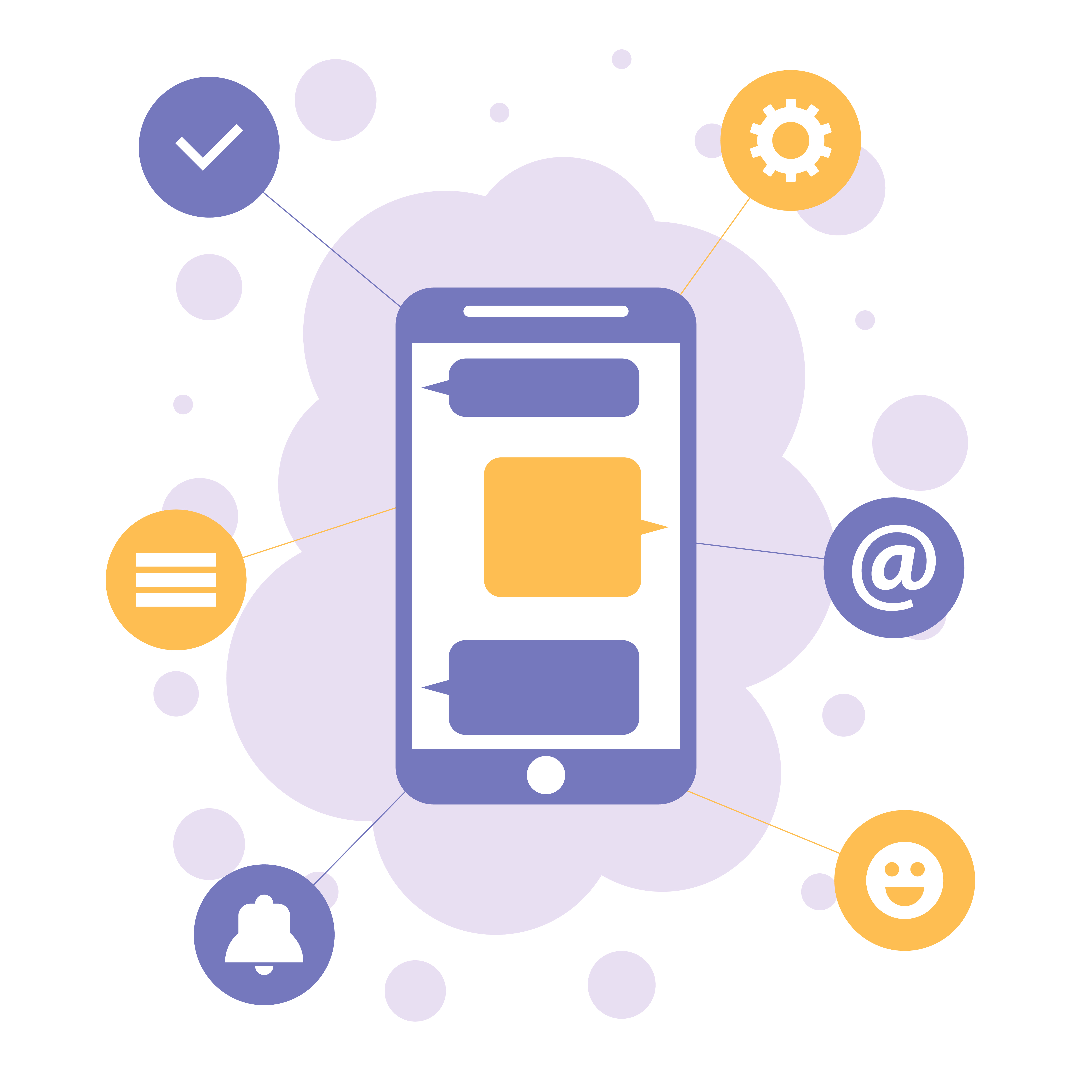 Download Smartphone with apps icons, mobile communication flat design concept - Download Free Vectors ...