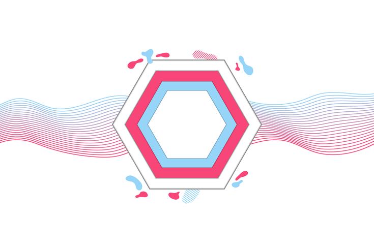 Banner geométrico moderno con formas planas, colores rosa y azul de moda. vector