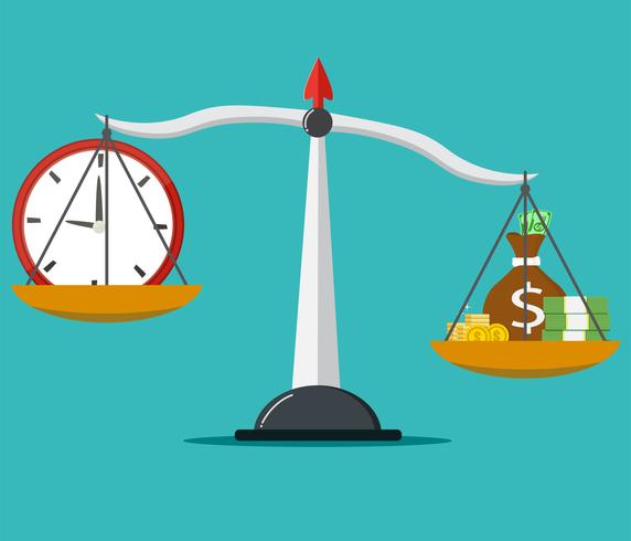 A dollar coin and a house on the scales. Vector illustration.