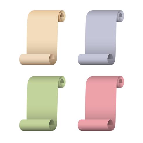 Old paper scroll icons set vector