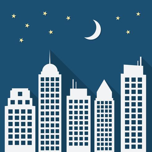 Paper urban night landscape with long shadows vector