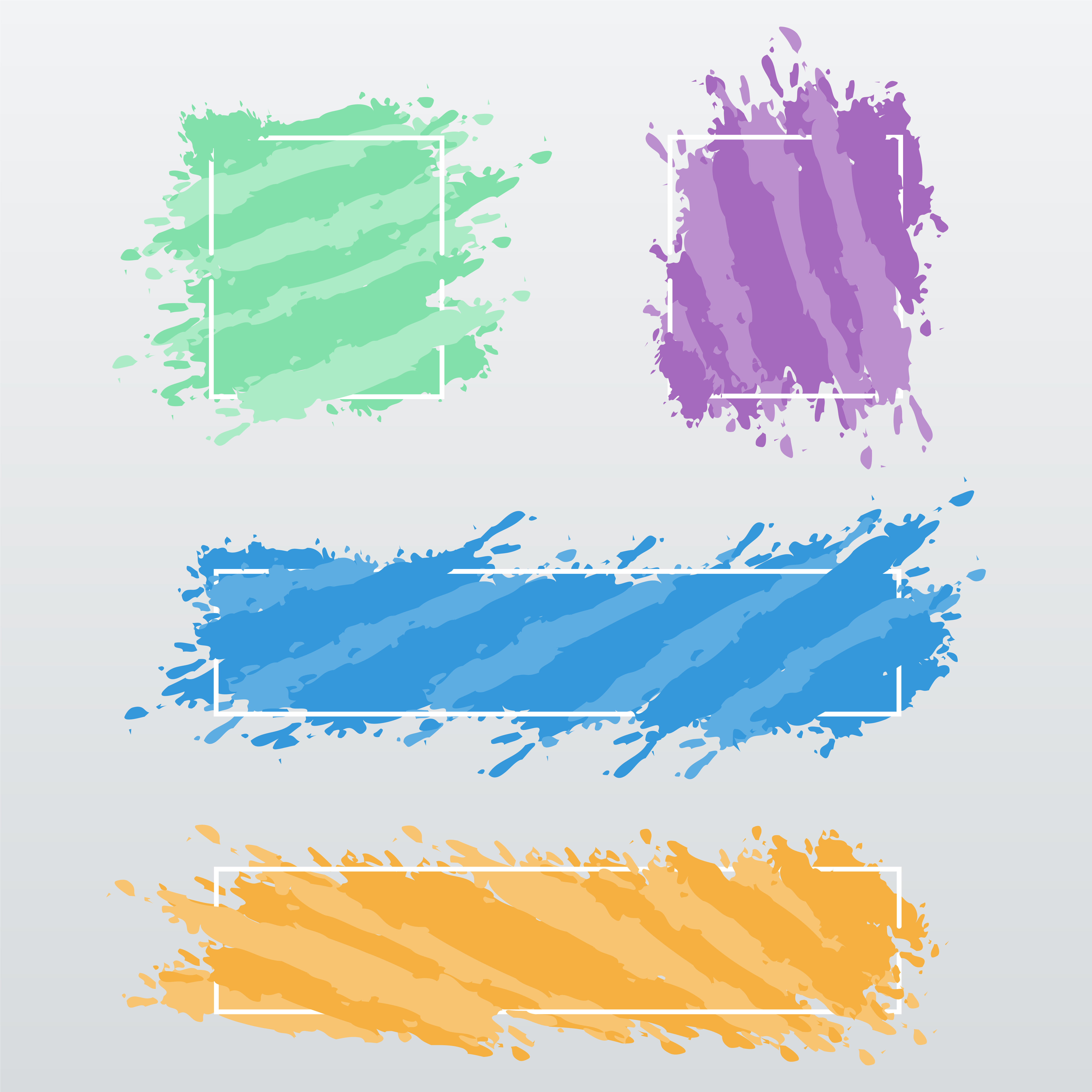 Modern Banners Frames Of Color Brush Strokes Vector Set