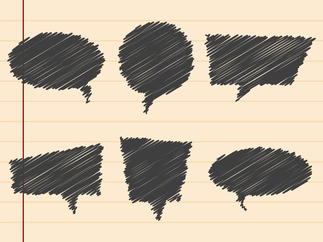 Black hand drawn speech bubbles,set vector