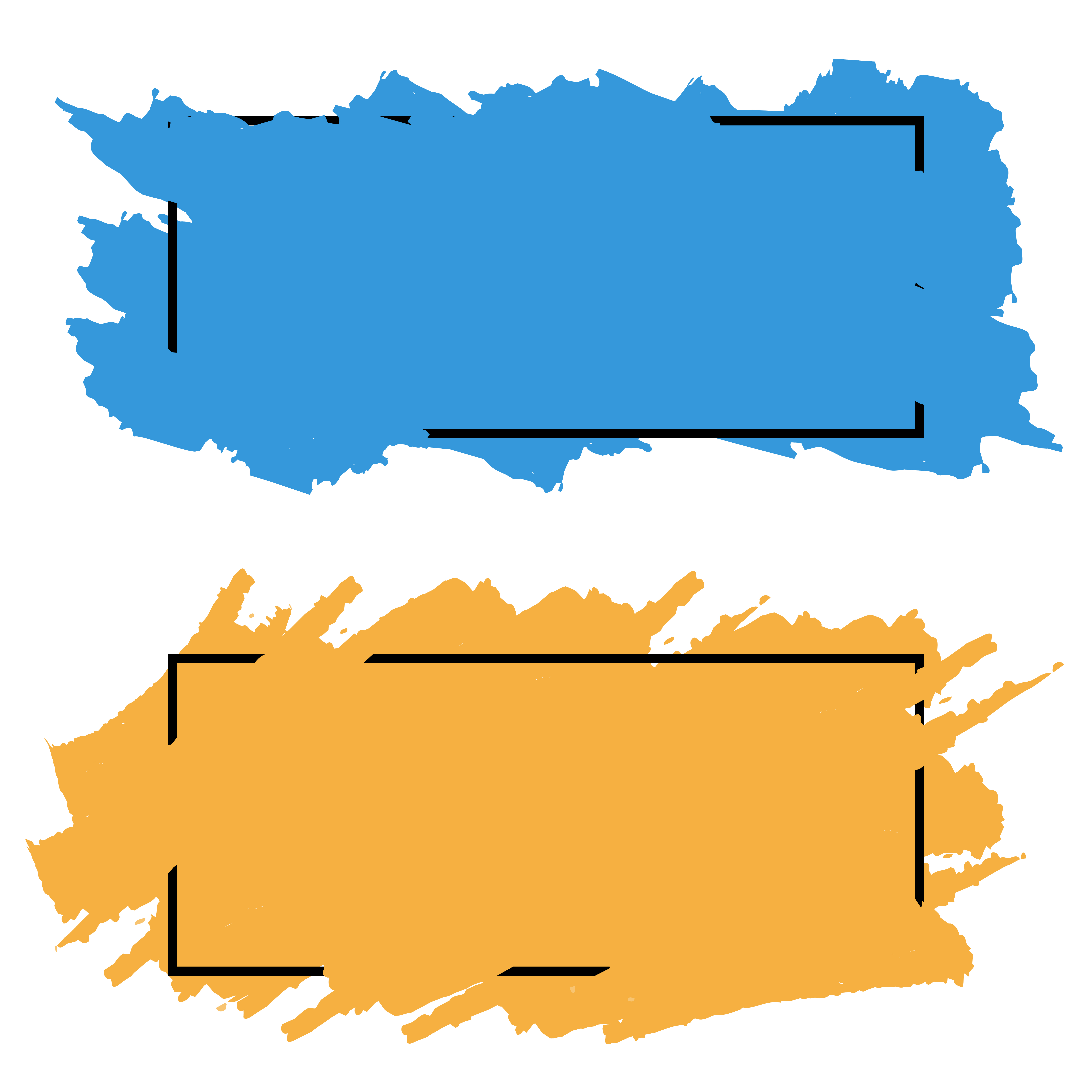 Two banners,borders of color brush strokes, vector set ...