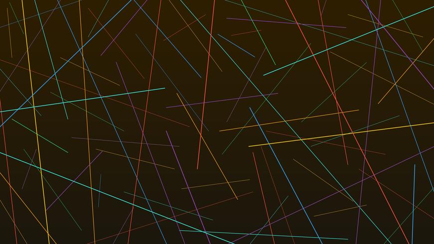 Colorful random chaotic lines texture on black background vector