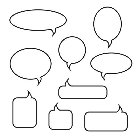 Rounded speech bubbles linear icons set vector