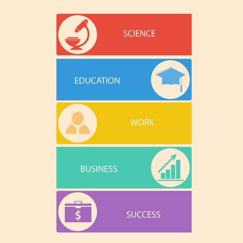  Set of business, education banners with icons vector