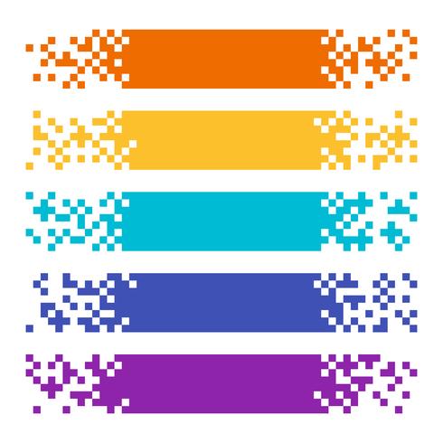 Collection of abstract color pixel web banners for headers vector