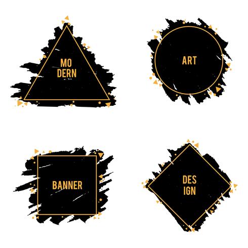 Vector set of trendy frames of ink brush strokes