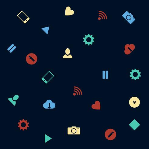 Fondo con iconos vectoriales web en estilo plano vector