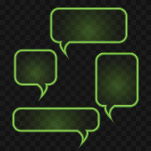 Bright green neon speech bubbles set vector