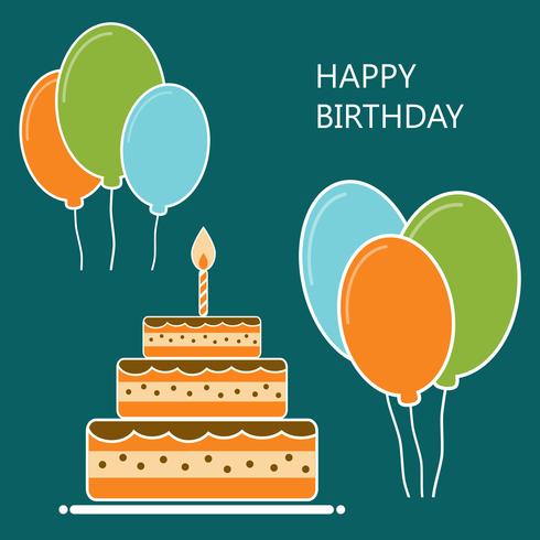 Tarjeta de cumpleaños diseño plano estilo vector