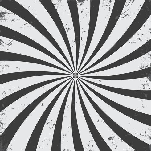 Monochrome radial rays grunge background vector