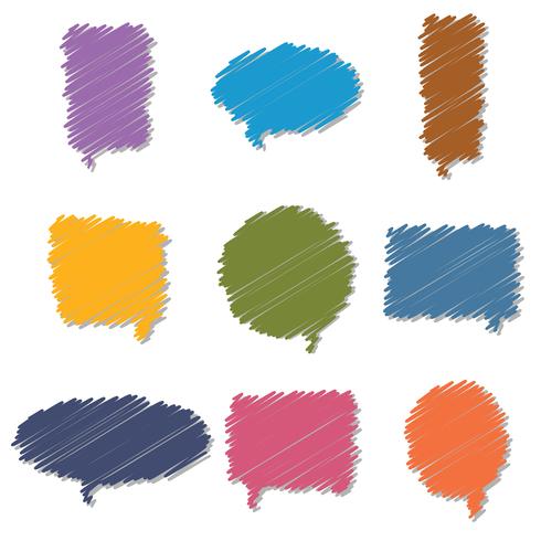 Conjunto de burbujas de discurso de colores dibujados a mano vector
