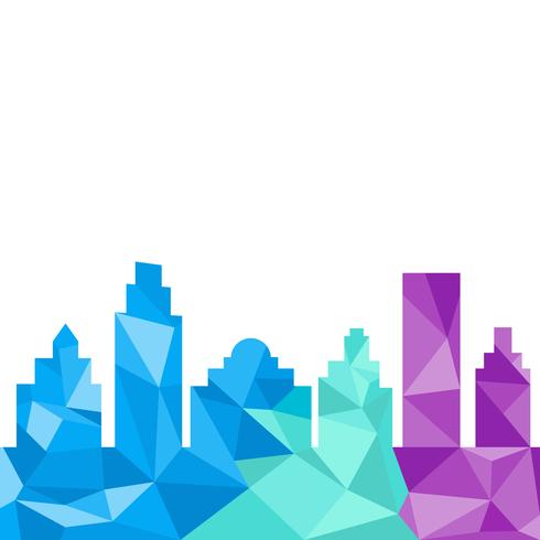 City buildings silhouette polygonal style vector