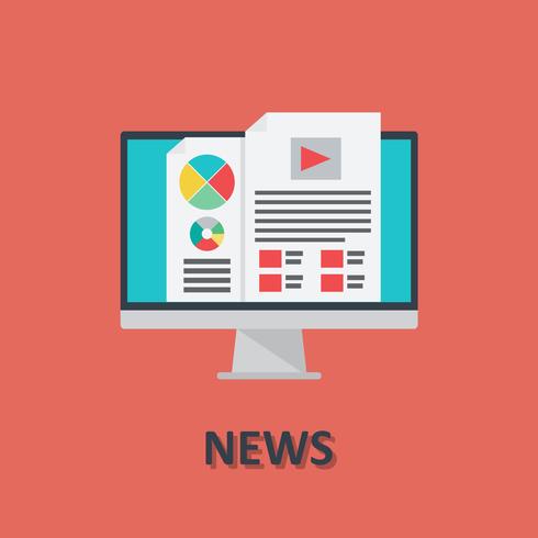 Computer online news icon in flat style vector