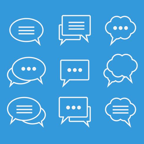 Collection of speech bubbles linear icons vector