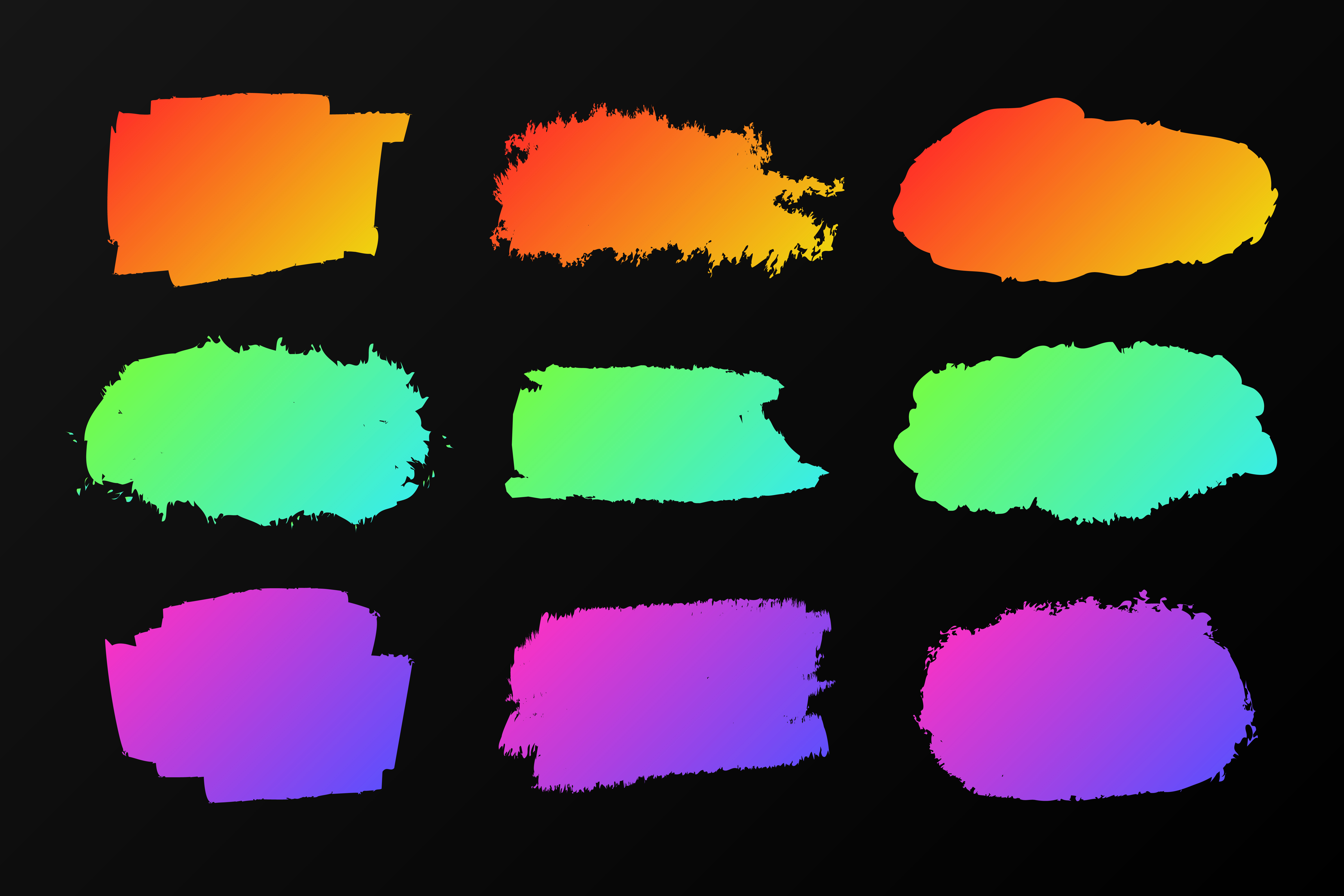 Colección de manchas de pintura de colores en un marcador de neón negro -  Descargar Vectores Gratis, Illustrator Graficos, Plantillas Diseño
