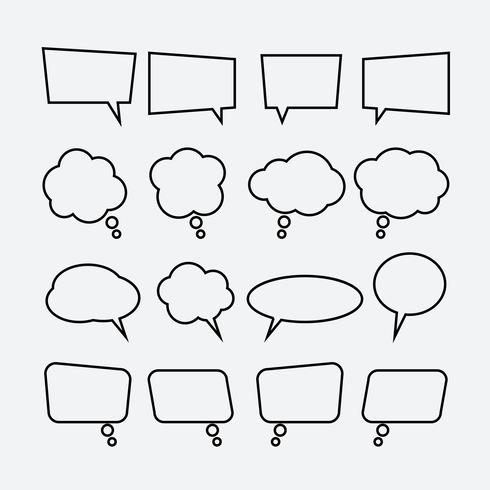 Speech bubble linear icons set vector