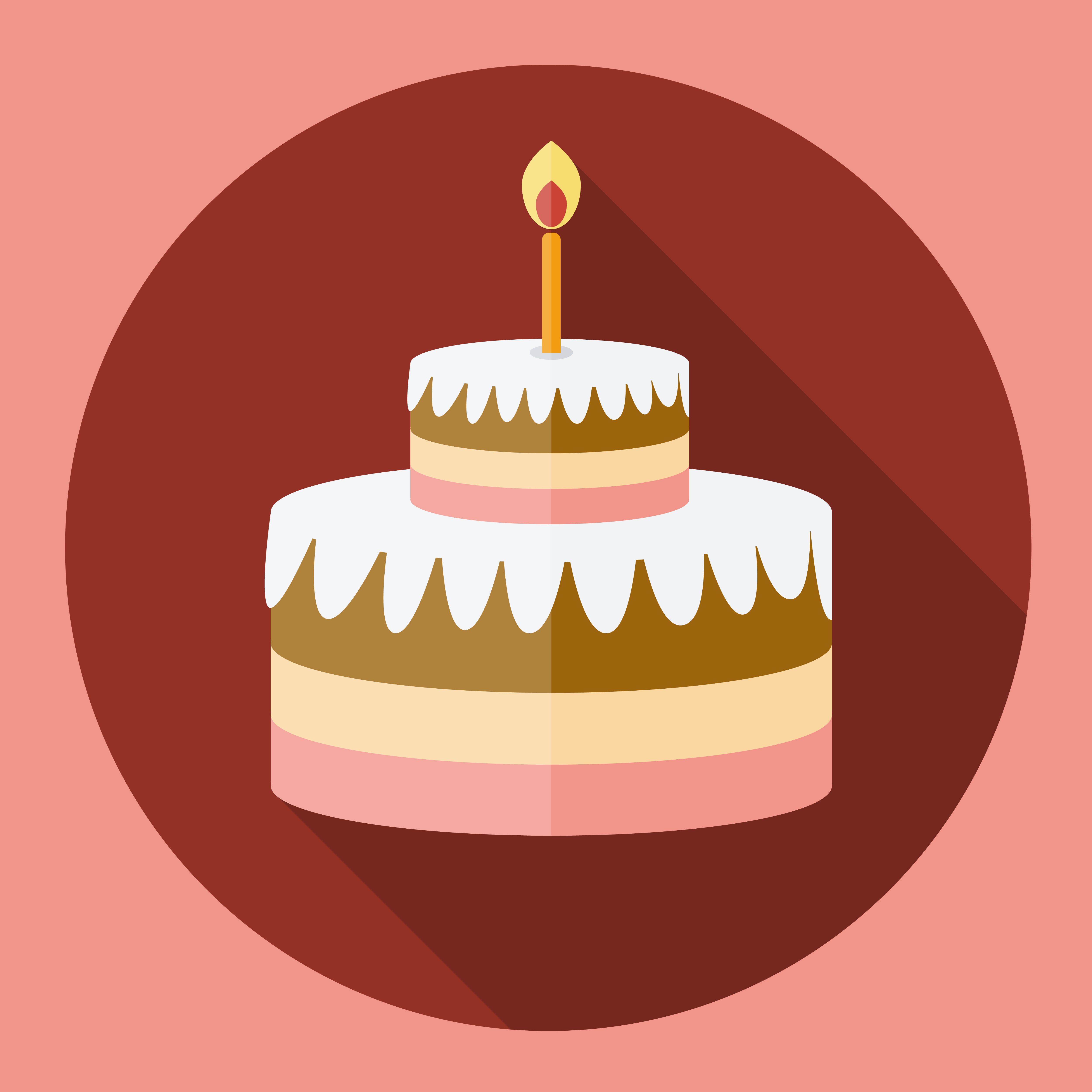 Birthday cake flat icon with long shadow 626222 - Download ...