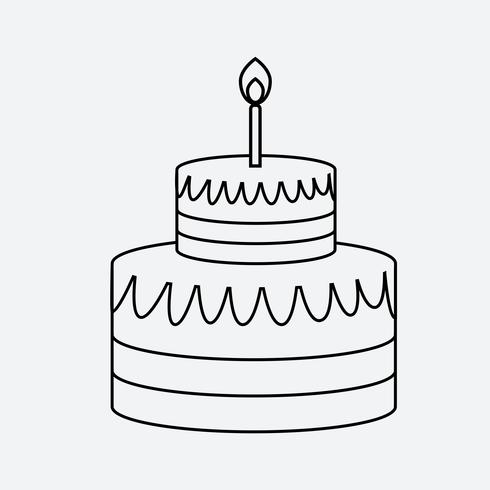 Linear cake icon minimal flat style vector