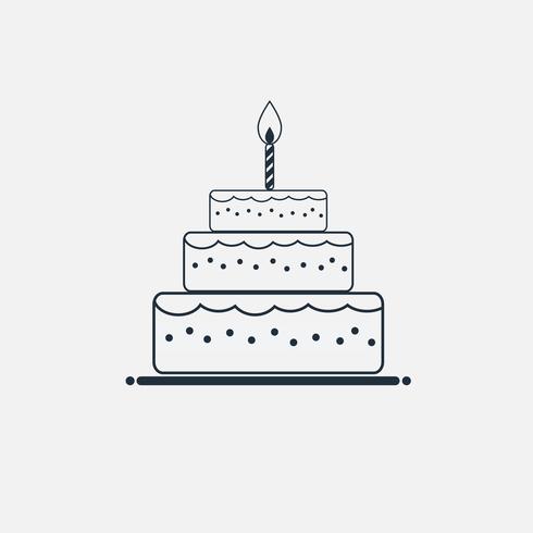 Line cake icon minimal flat style vector