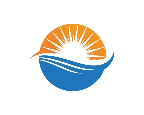 Wave beach and sun logo and symbols  vector